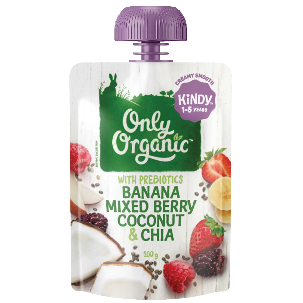 进口Only Organic有机奇亚籽香蕉杂莓椰子蓉含香蕉苹果水浆果椰奶