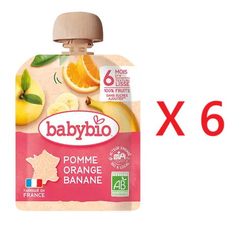 babybio 法国有机果蓉香橙香蕉苹果90克X6婴幼儿天然营养健康辅食