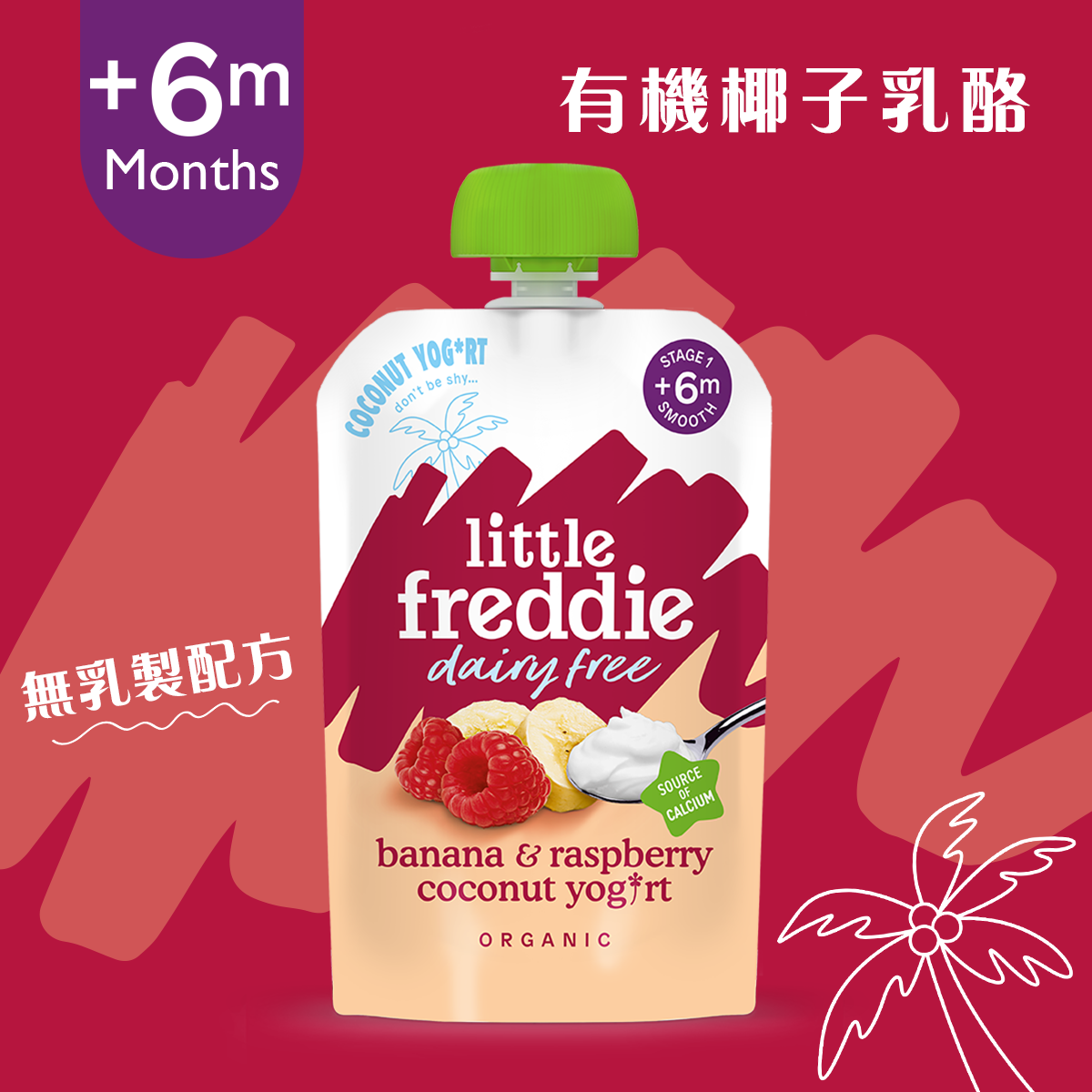 Little Freddie 香港进口婴儿含钙有机无乳制树莓香蕉椰子奶酪90g
