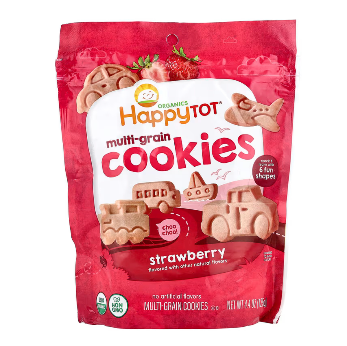 禧贝happy baby 草莓味多谷物饼干125克婴儿趣味手指饼干磨牙营养