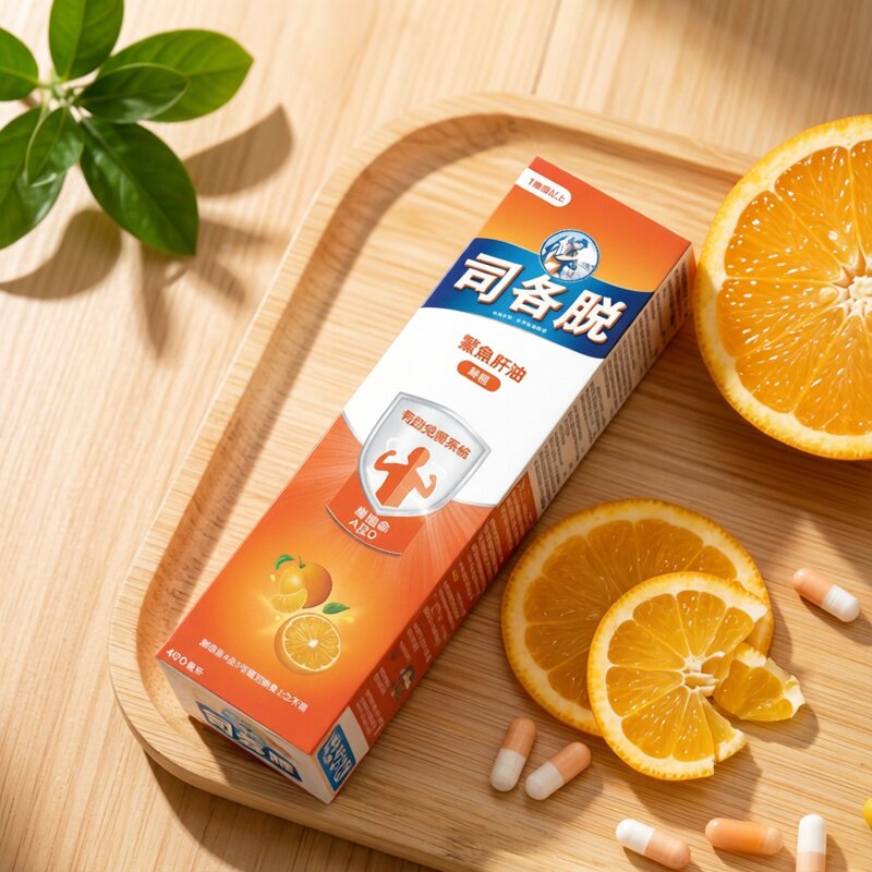 香港司各脱鳘鱼肝油鲜橙味儿童零食糖果儿童鱼油维他命AD视力健康