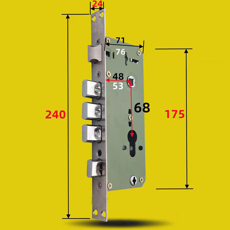24X240方舌窄锁体防盗门锁体不锈钢铝合金门锁体不锈钢门窄锁体