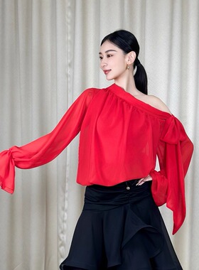 26年秋春夏款交谊舞双人舞国标女士摩登舞上衣跳舞荡领练功服H90