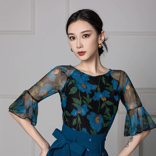 丹珍舞服摩登舞舞蹈练功服国标舞交谊舞双人舞新品专业上衣M5-7