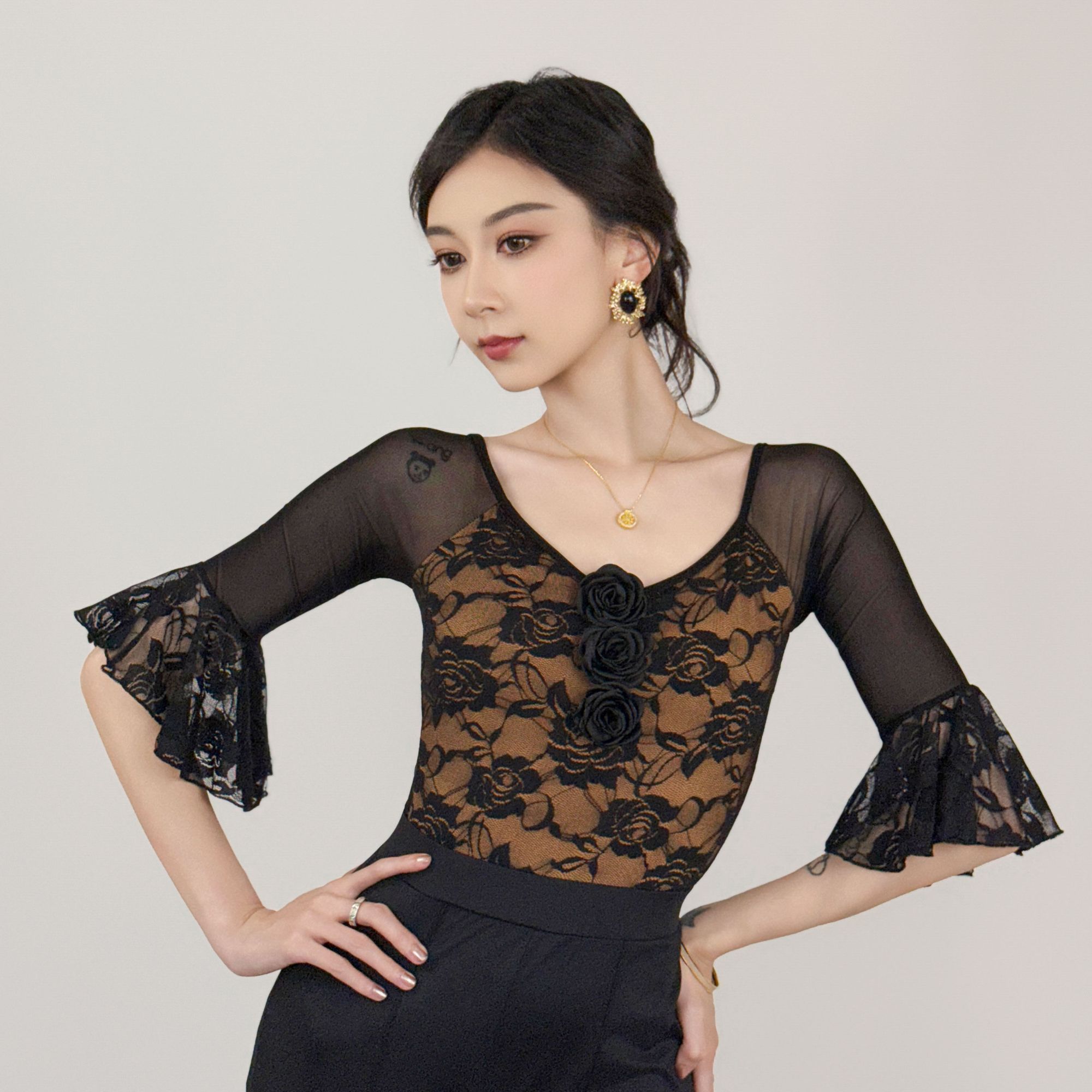 新款女士摩登舞双人舞上衣