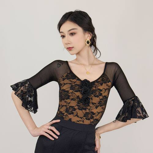 新款女士摩登舞双人舞上衣