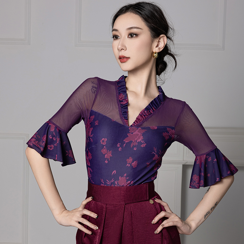 自带胸垫体服款丹珍摩登舞服