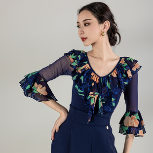 丹珍舞服国标舞双人交谊舞吉特巴广场舞新款 练功表演摩登上衣M07