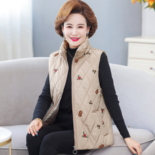 2022秋冬潮流新款 外套 中年妈妈刺绣羽绒保暖马甲宽松洋气加厚时尚