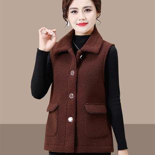 中老年女冬装 羊羔绒马夹妈妈秋冬颗粒绒马甲外穿加绒加厚背心外套
