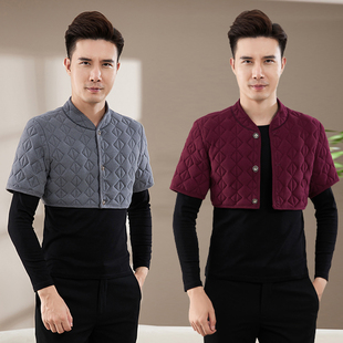 小棉衣内胆 护肩加绒加厚棉马甲防寒保暖短袖 爸爸装 棉服中老年男装