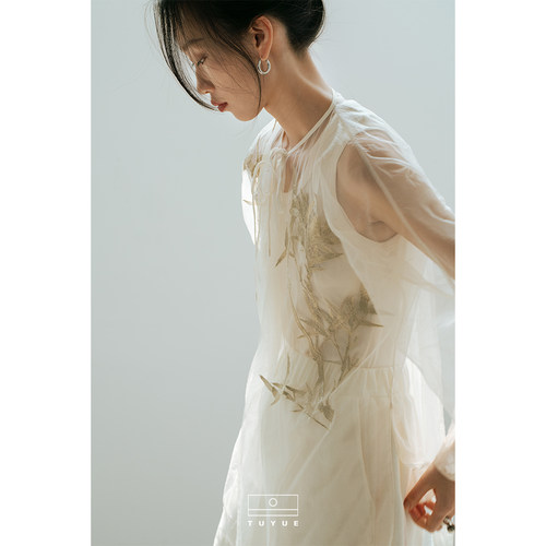 涂月网纱春季系带晨袍