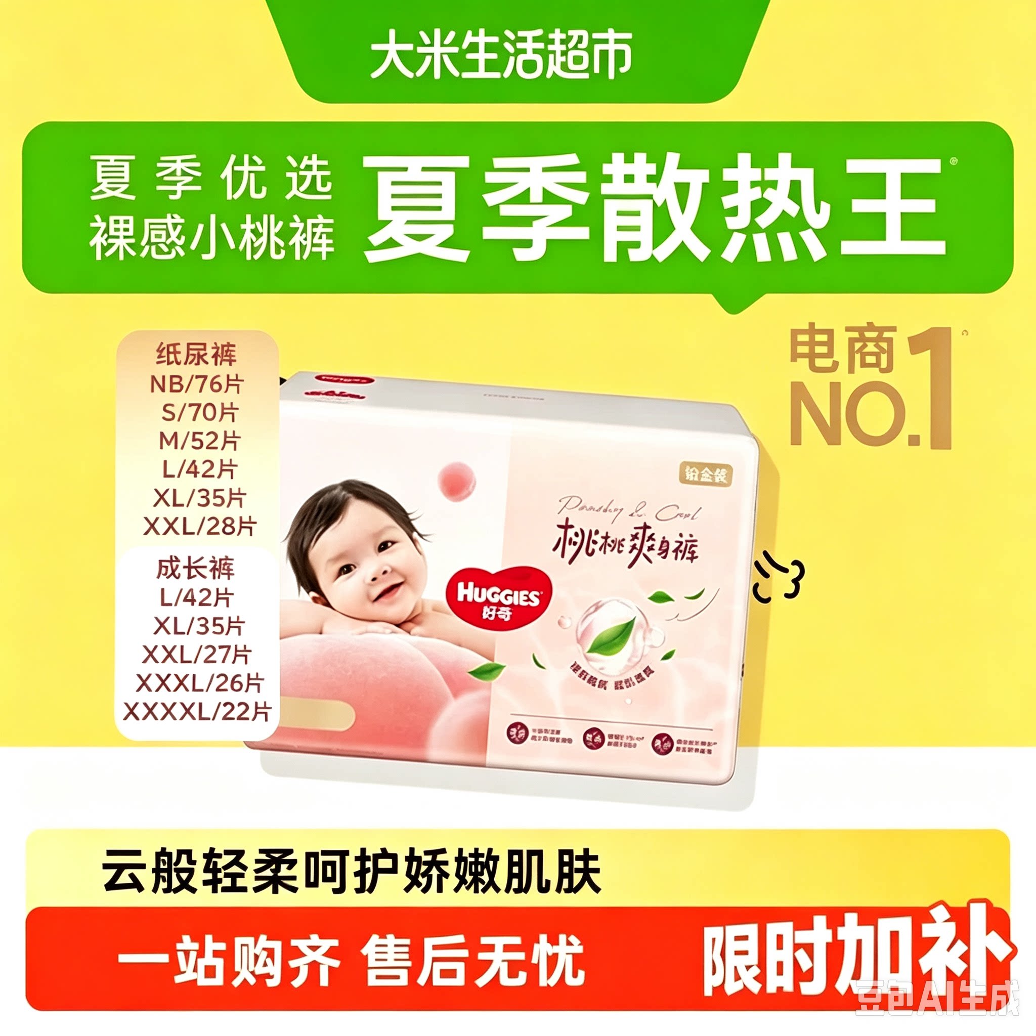 好奇铂金装小桃裤纸尿裤NB/S纸尿裤正装