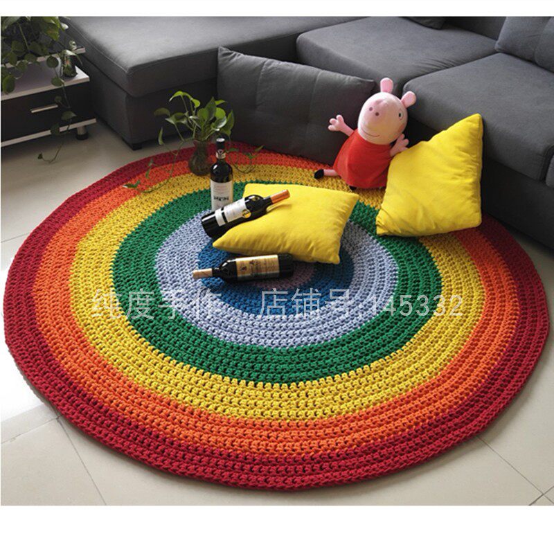 南时手工DIY地毯现代客厅卧室地垫棉绳编织彩虹地毯爬行垫材料包,居家布艺,地毯,淘宝优惠券,粉丝福利购,淘宝优惠卷