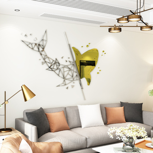 创意几何鲸鱼现代简约欧式风格亚克力3d立体客厅自粘墙贴画装饰