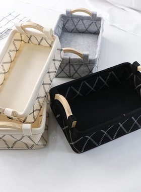 日式布艺收纳筐脏衣毛毡收纳篮家居收纳盒零食化妆品置物框储物篮