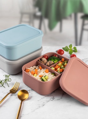 硅胶饭盒上班族微波炉加热餐盒分格保鲜盒食品级野餐便当盒