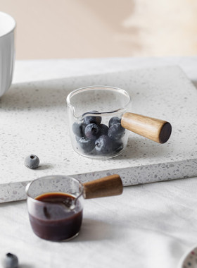 玻璃小奶盅迷你木柄奶缸奶罐蜂蜜牛奶杯调味料小碟牛排西餐厅汁斗