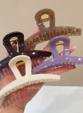 新款简约百搭基础亚克力光泽感大抓夹紫色白色时尚气质韩版鲨鱼夹