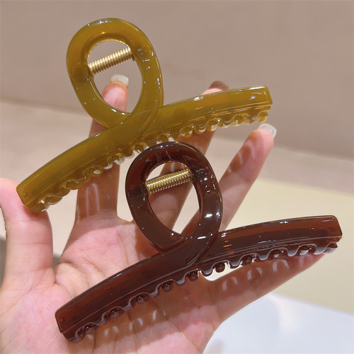 发夹pvc韩版简约果冻感抓夹绿色