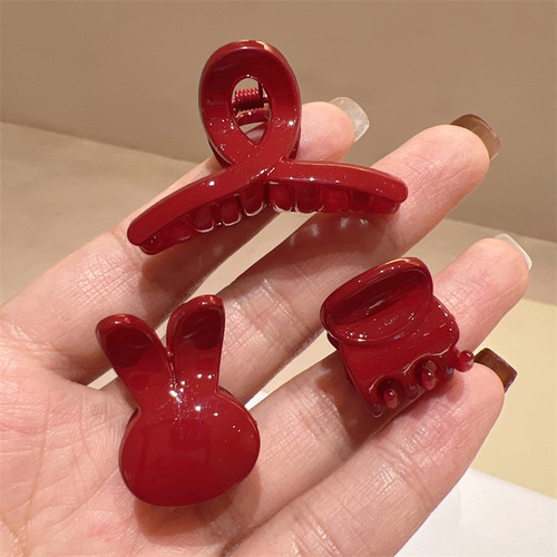 发夹亚克力韩版少女红色小兔抓夹