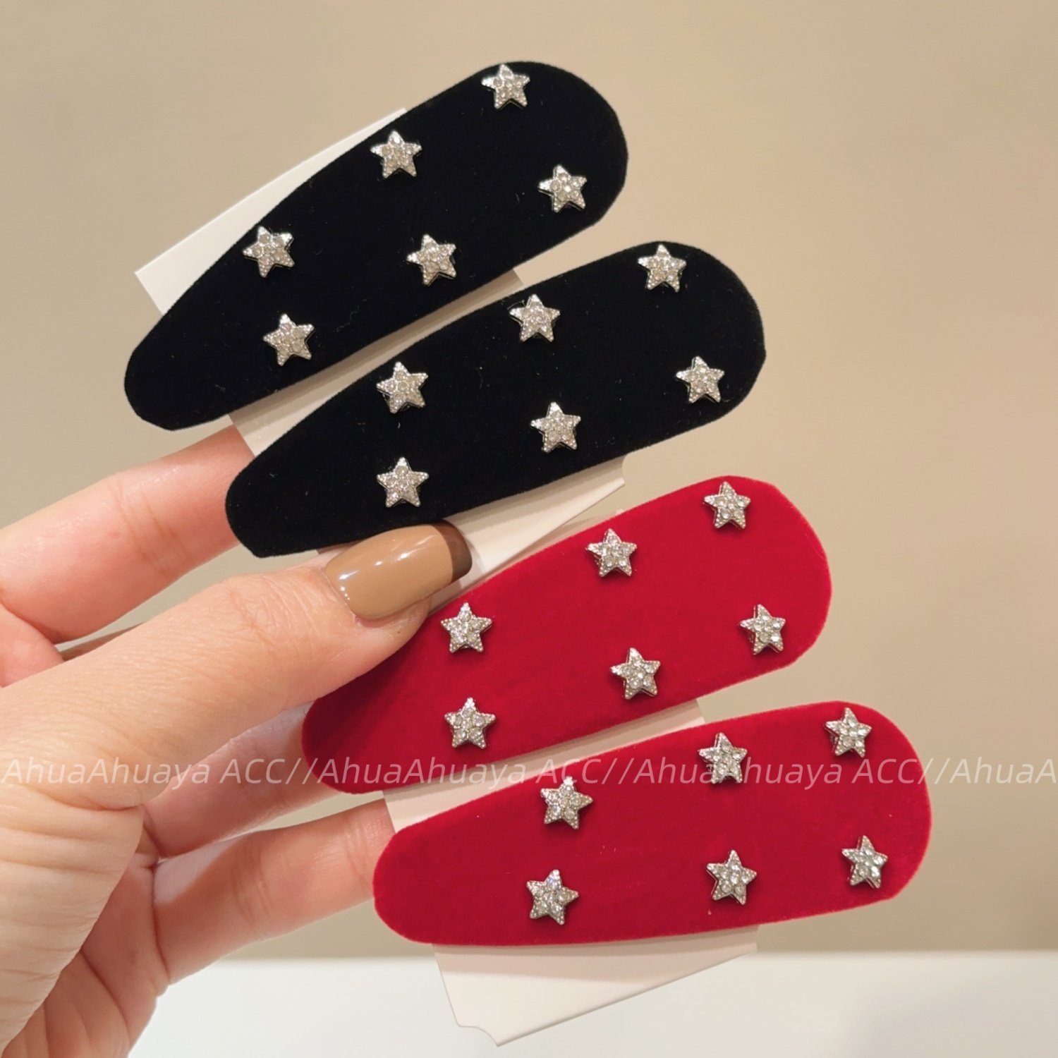 AhuaAhuaya法式复古韩系甜美水钻星星发黑色丝绒赫本风大水滴BB夹,饰品/流行首饰/时尚饰品新,发饰,淘宝优惠券,粉丝福利购,淘宝优惠卷