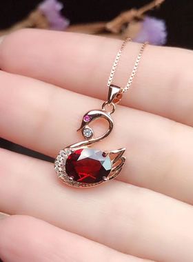 戒指纯银红宝石玫瑰金本命年吊坠