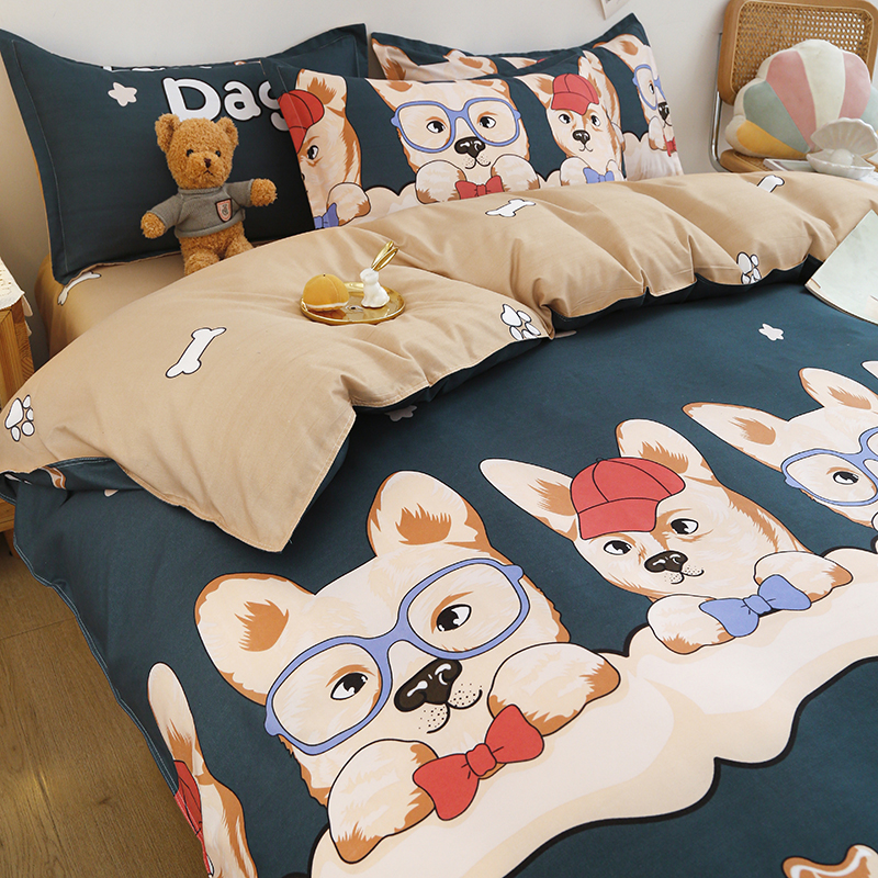 水洗四件四季通用床单单人宿舍冬季被单床上用品三件男