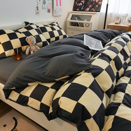 棋盘格被套四件套床上用品床单人