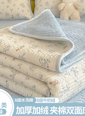 加厚牛奶绒夹棉床单单件2025新款冬季单人被单加绒床垫褥毛毯床盖