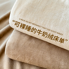 冬季加厚牛奶绒床单单件2025新款法兰珊瑚绒单人纯色宿舍毛绒被单