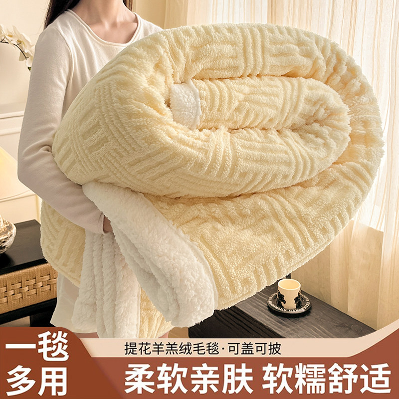 冬季加厚羊羔绒毛毯2025新款珊瑚绒办公室午睡毯被子冬被披肩盖毯,床上用品,休闲毯/毛毯/绒毯,淘宝优惠券,粉丝福利购,淘宝优惠卷