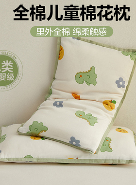 儿童棉花枕小枕头6岁以下纯棉枕芯A类宝宝枕睡眠全棉1到3岁可拆洗