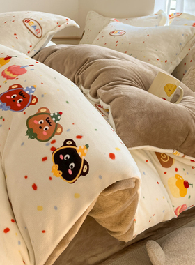 冬季加厚牛奶绒被套单件法兰珊瑚绒面150x200x230宿舍被罩褥子套4