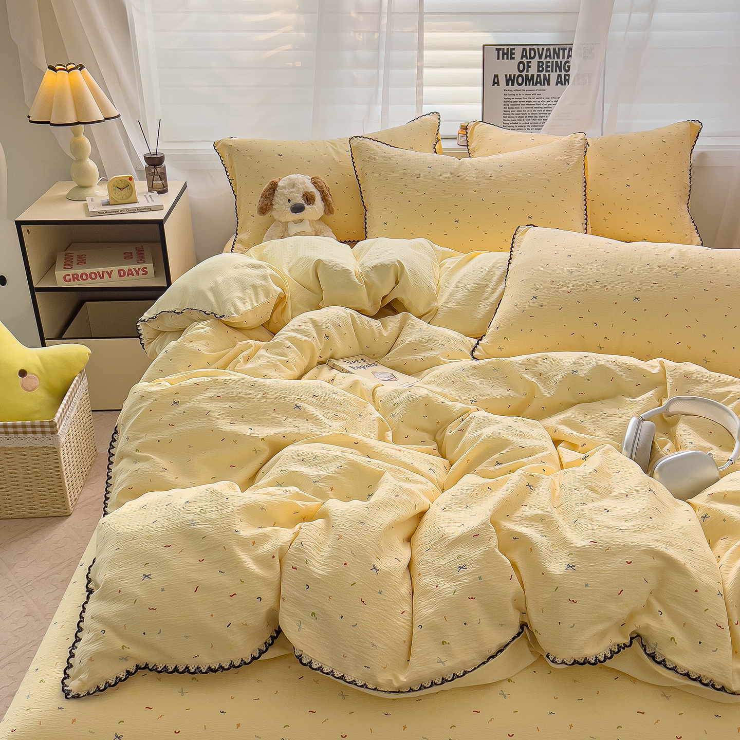 【A级母婴可用】花边双层纱被套