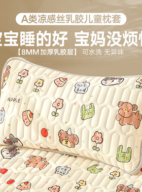 夏季冰丝乳胶枕套一对40x60cm儿童枕头套单个30x50宝宝幼儿园A类