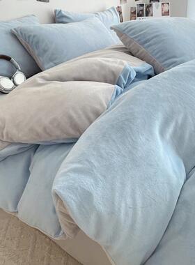 冬季加厚牛奶绒被套单件150x200x230单独被罩珊瑚绒面四件套加绒4