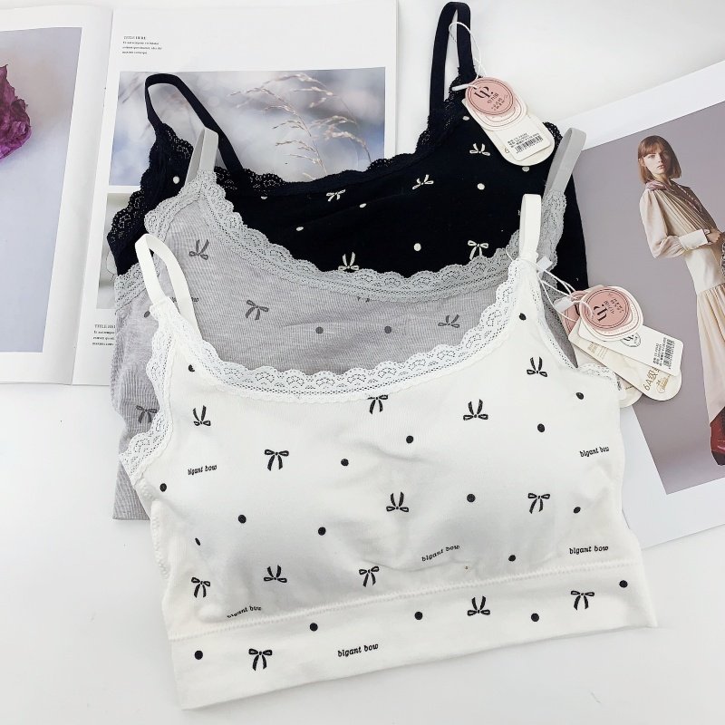 少女圆点无钢圈莫代尔打底美背