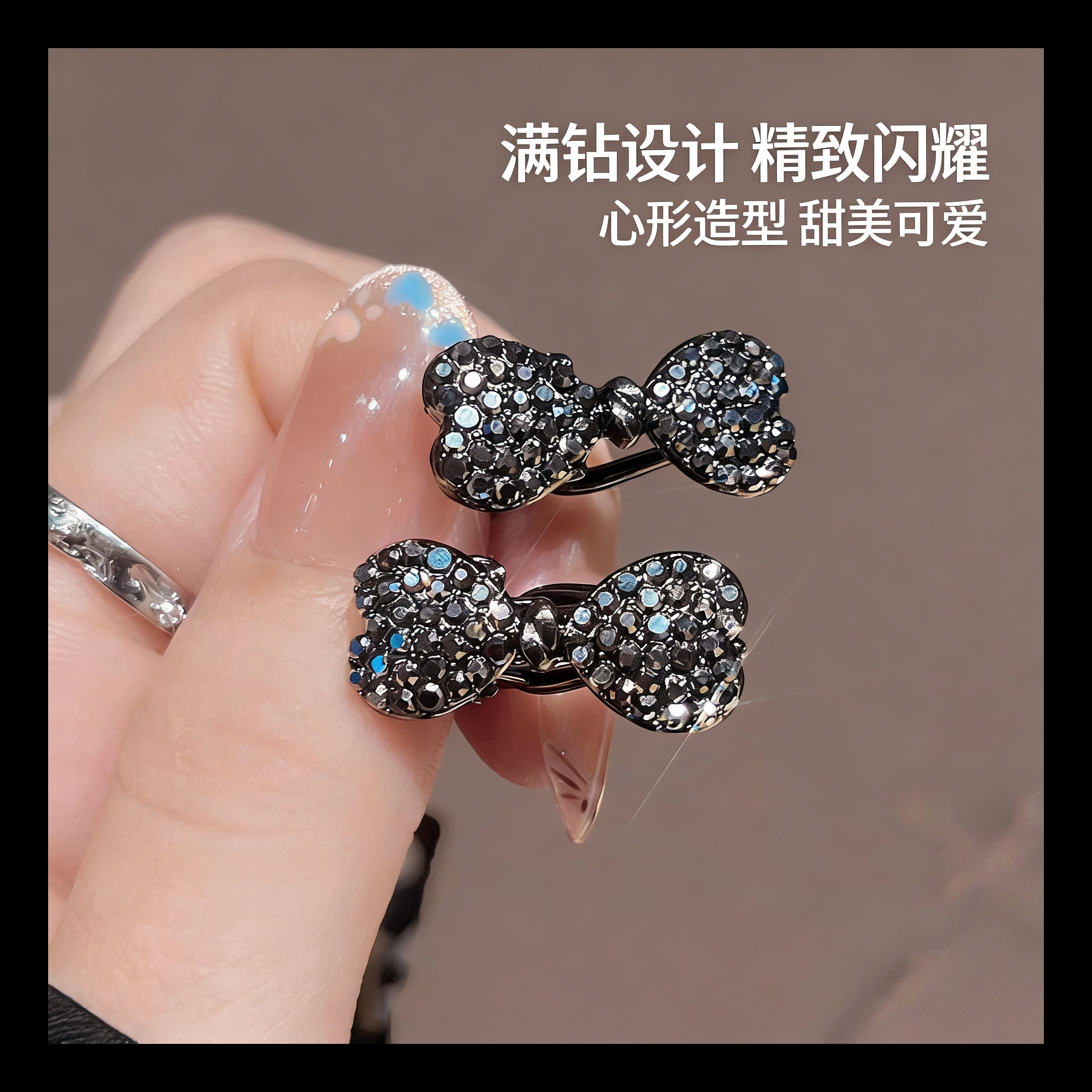 水钻蝴蝶结迷你鸭嘴夹