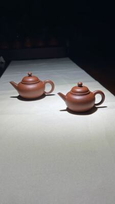 林海奇水平壶鱼籽粗砂朱泥纯手工薄胎手拉壶容量 70-90毫升