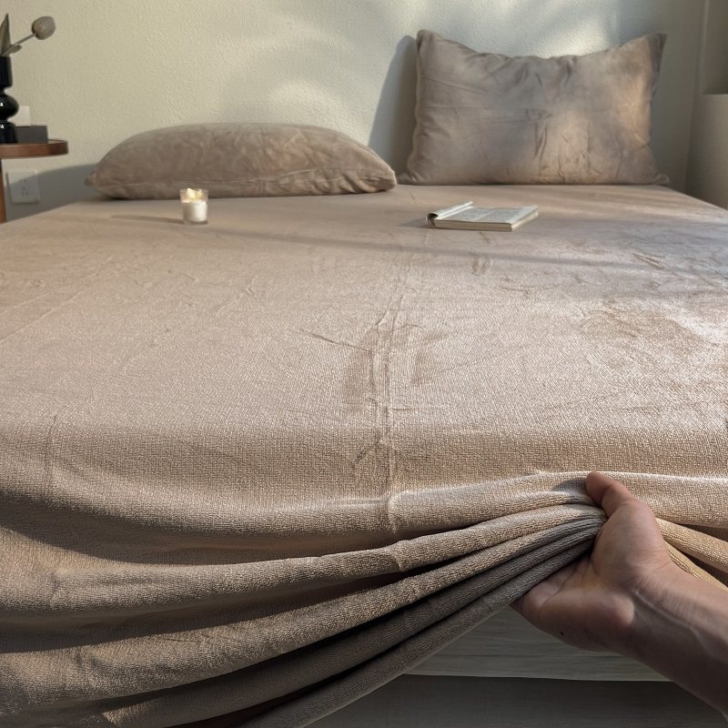 冬季保暖咖色牛奶绒床单单件宿舍单人加厚加绒被单枕套纯色三件套,床上用品,床单,淘宝优惠券,粉丝福利购,淘宝优惠卷