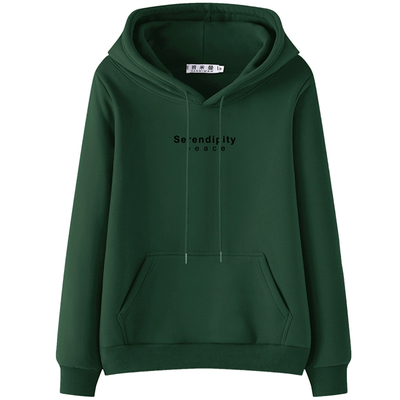 正肩秋冬绿色卫衣女2025新款爆款连帽加绒大码韩系慵懒风春秋外套