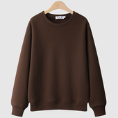 薄款 春秋2026新款 圆领大码 咖色纯棉卫衣女加绒加厚无帽冬长袖 爆款