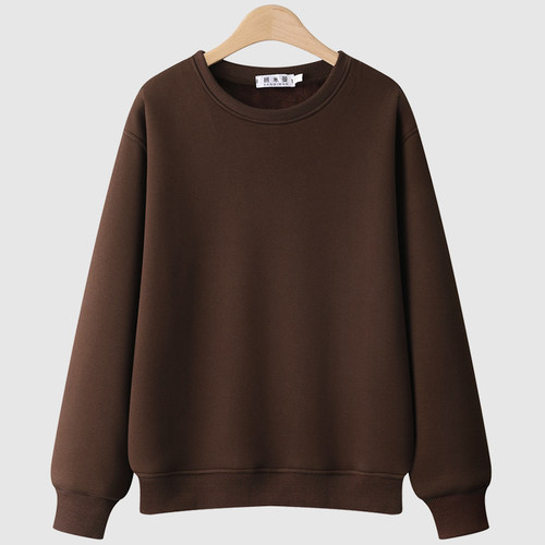 班米曼美拉德咖啡色内搭圆领卫衣