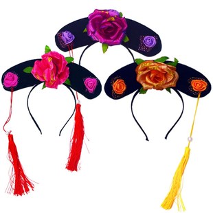 还珠格格帽子头饰宫廷宫女头箍儿童古装头饰旗头清朝满族发