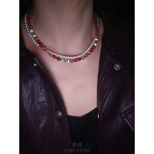 原创设计天然水晶多宝彩色水晶项链糖果色叠戴单戴 出彩