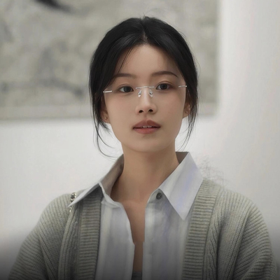 清冷感超轻钛架无边框眼镜近视女可配度数素颜神器显脸小眼睛框架