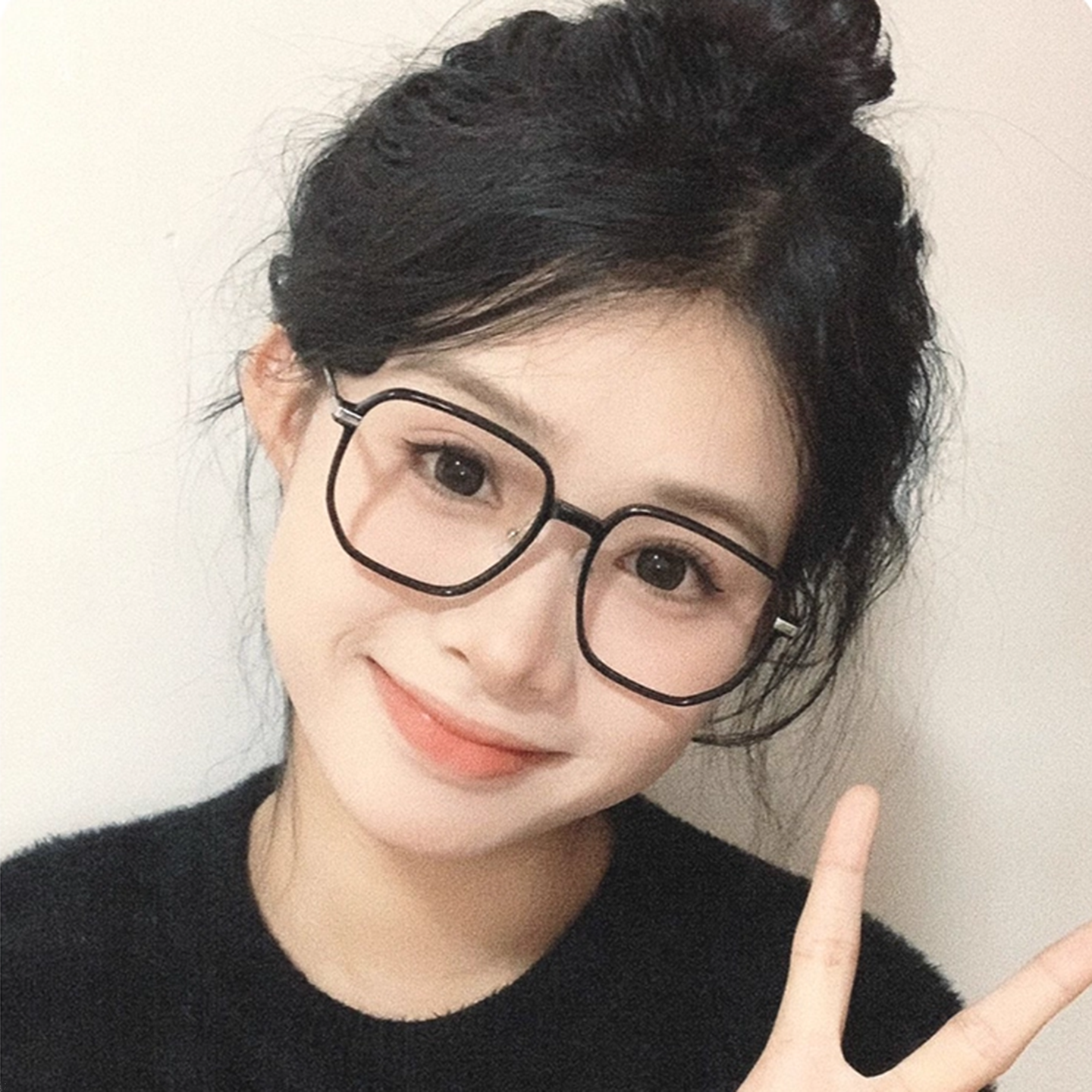 超轻眼镜女大脸显瘦不挑妆造百搭大黑框弧度内收更显脸小轻至8克