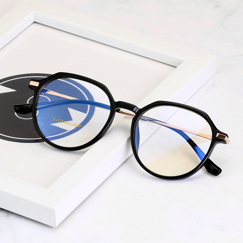 新款钛脚舒适大框瑜伽全框架黑色方脸通用复古透明平光镜