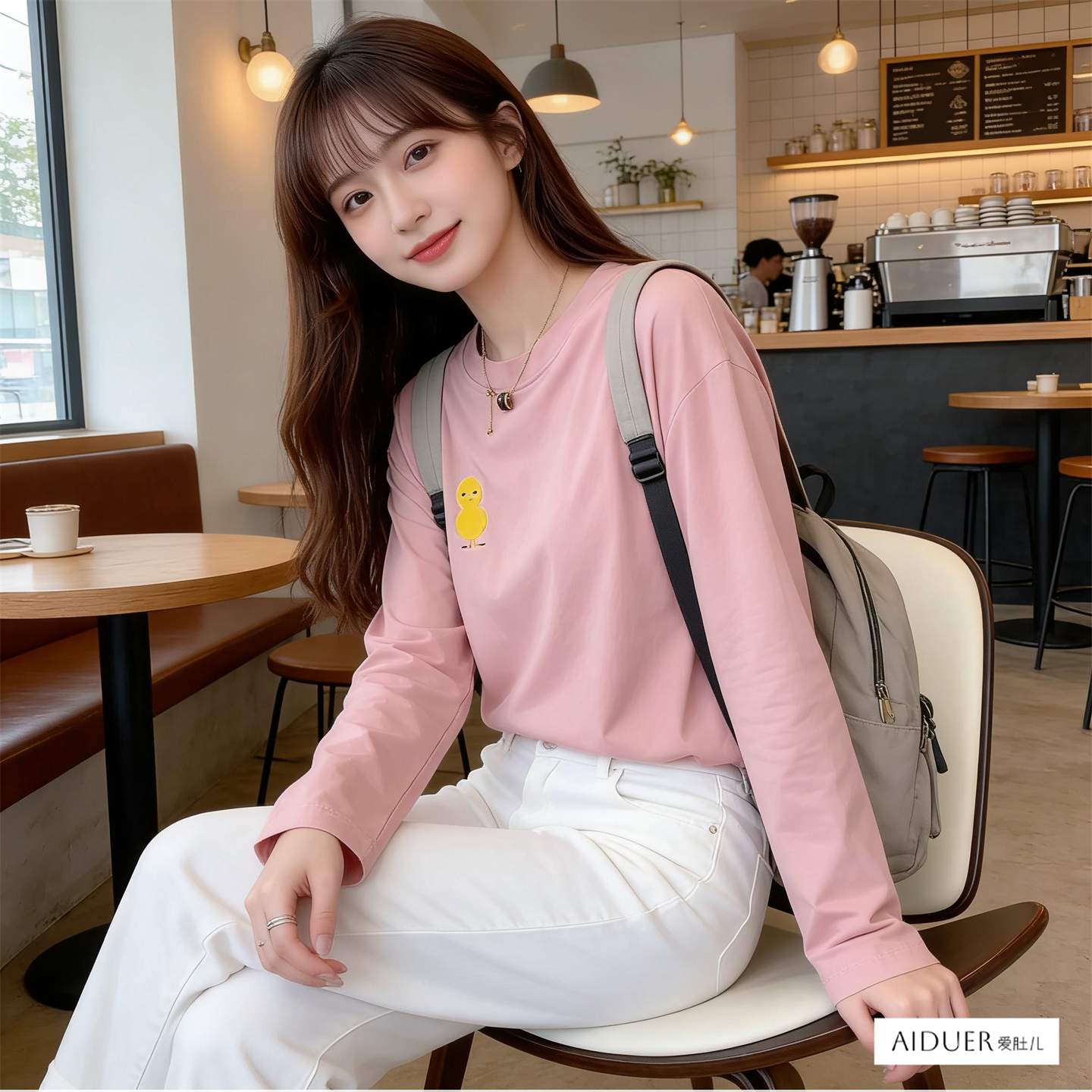 粉色可爱春款秋季哺乳期上衣服秋装外出辣妈穿搭喂奶潮妈外穿T恤
